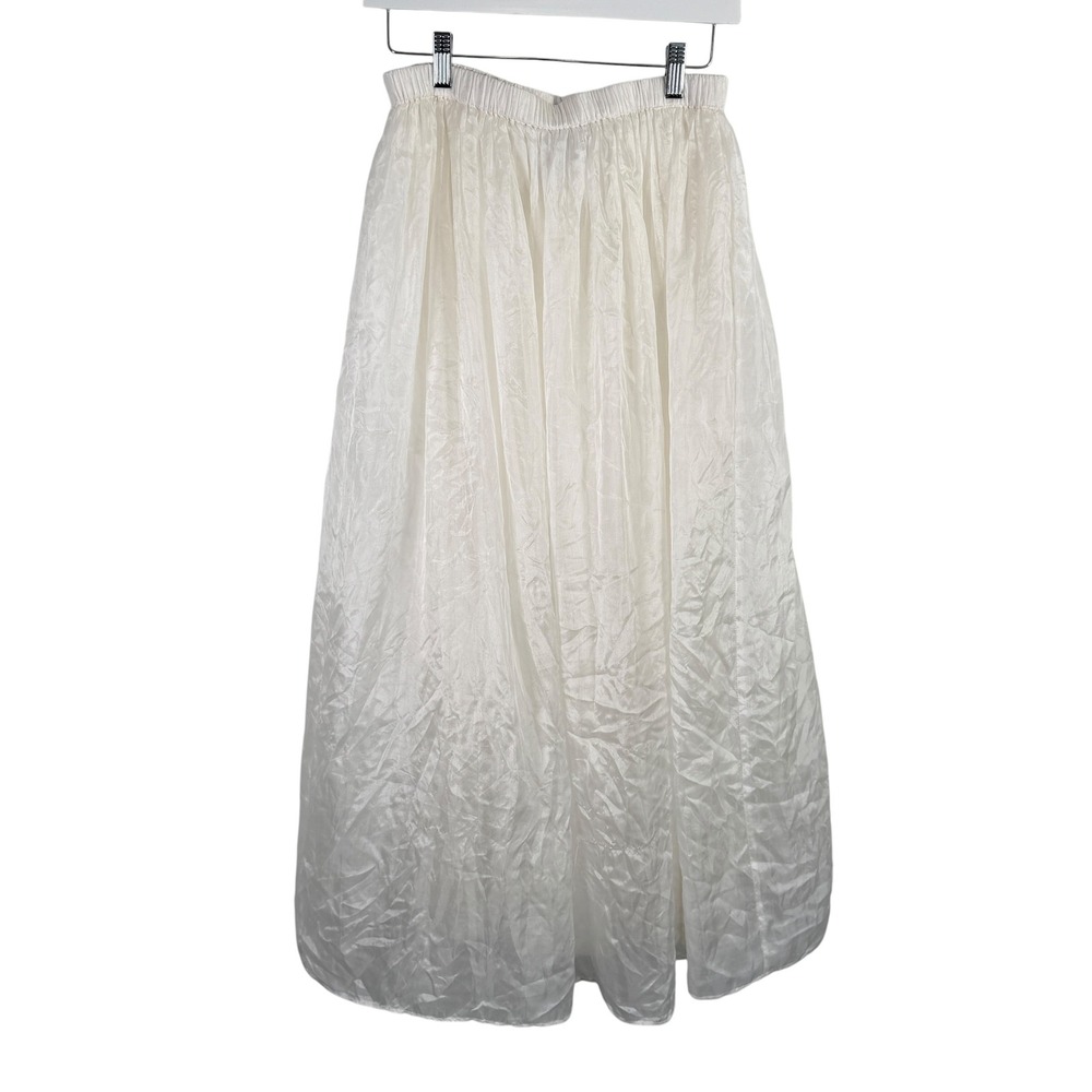 Gretchen Scott 100% Silk White Maxi Skirt Coastal Quiet Luxury READ Womens M/L - Picture 2 of 9